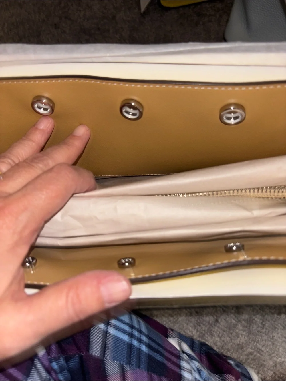Tory Burch Lee Radzwill smPale Yellow Leather Top-Handle Satchel with Cream Trim - Picture 6 of 7